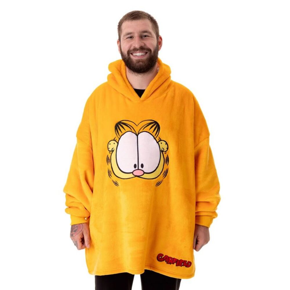 Garfield Unisex Adult Face Oversized Blanket Hoodie / Orange